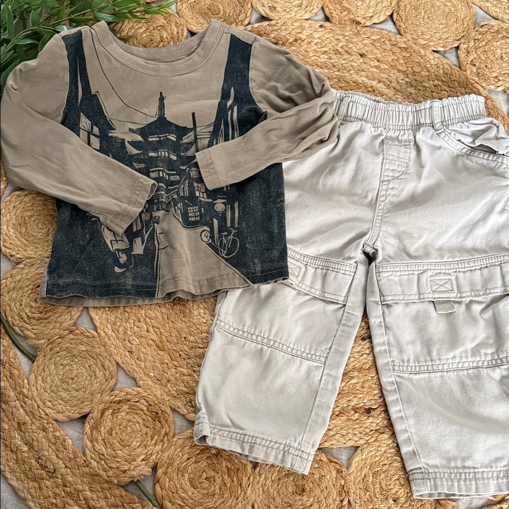 Vintage Baggy Circo Carpenter Pants with Tea Collection Tee. Size 3t